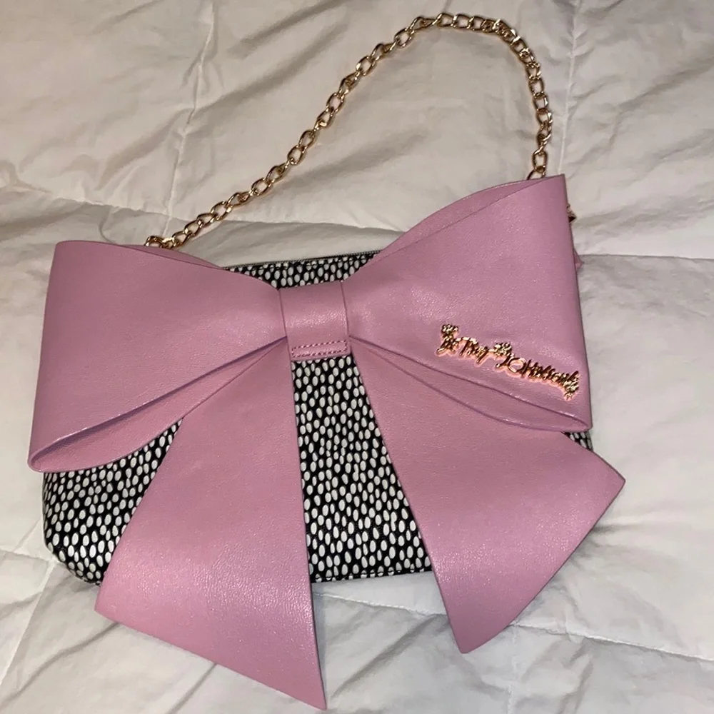 Betsey Johnson Pink Bow Chain Shoulder Bag